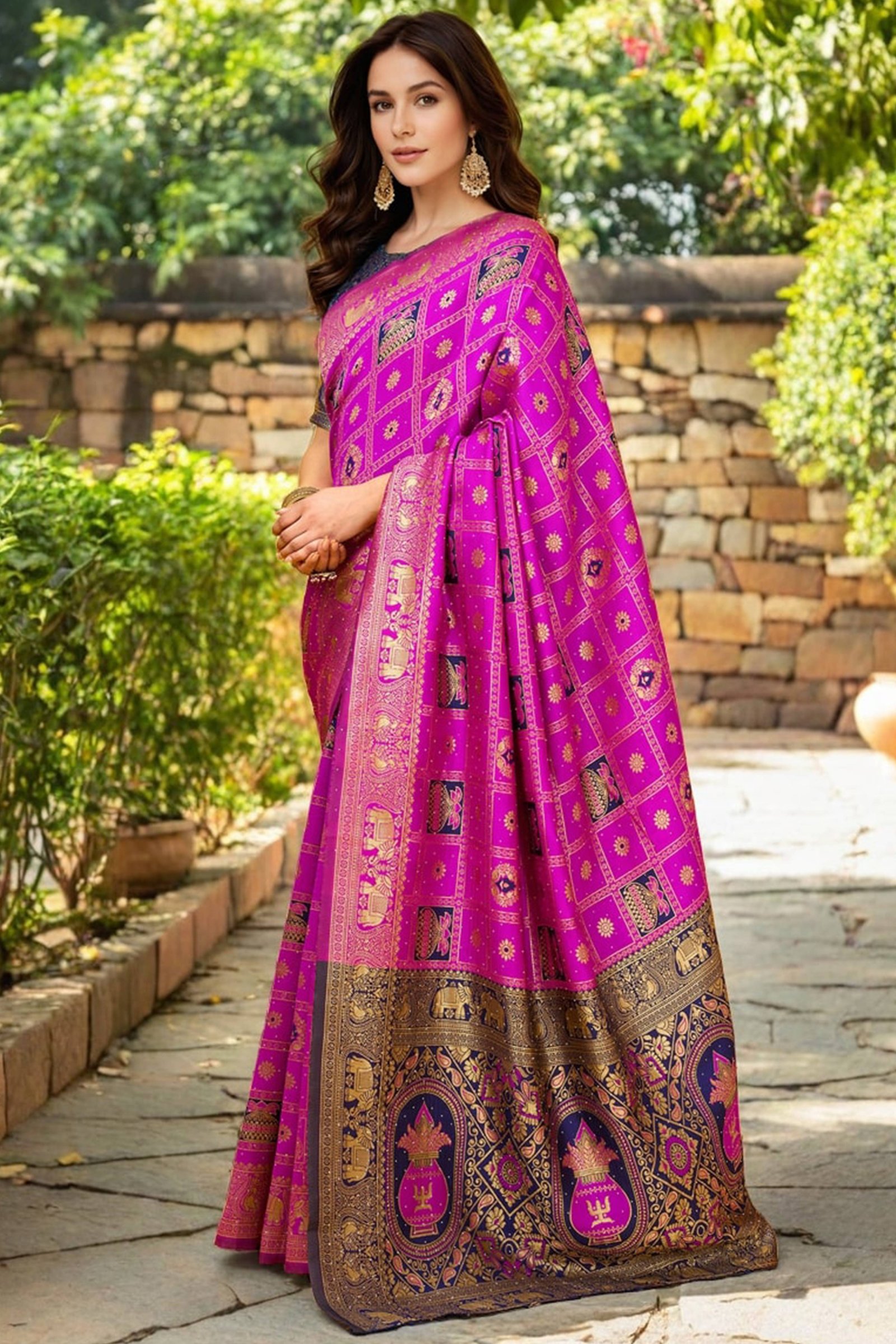 Pink Floral Weaving Paithani Saree In Soft Silk Accented With A Stylish Tassel Border Pallu - Image 4
