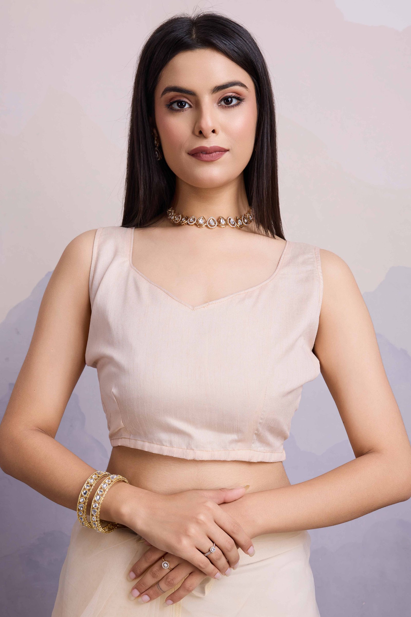 Off White Floral Embroidered Net Saree - Image 7