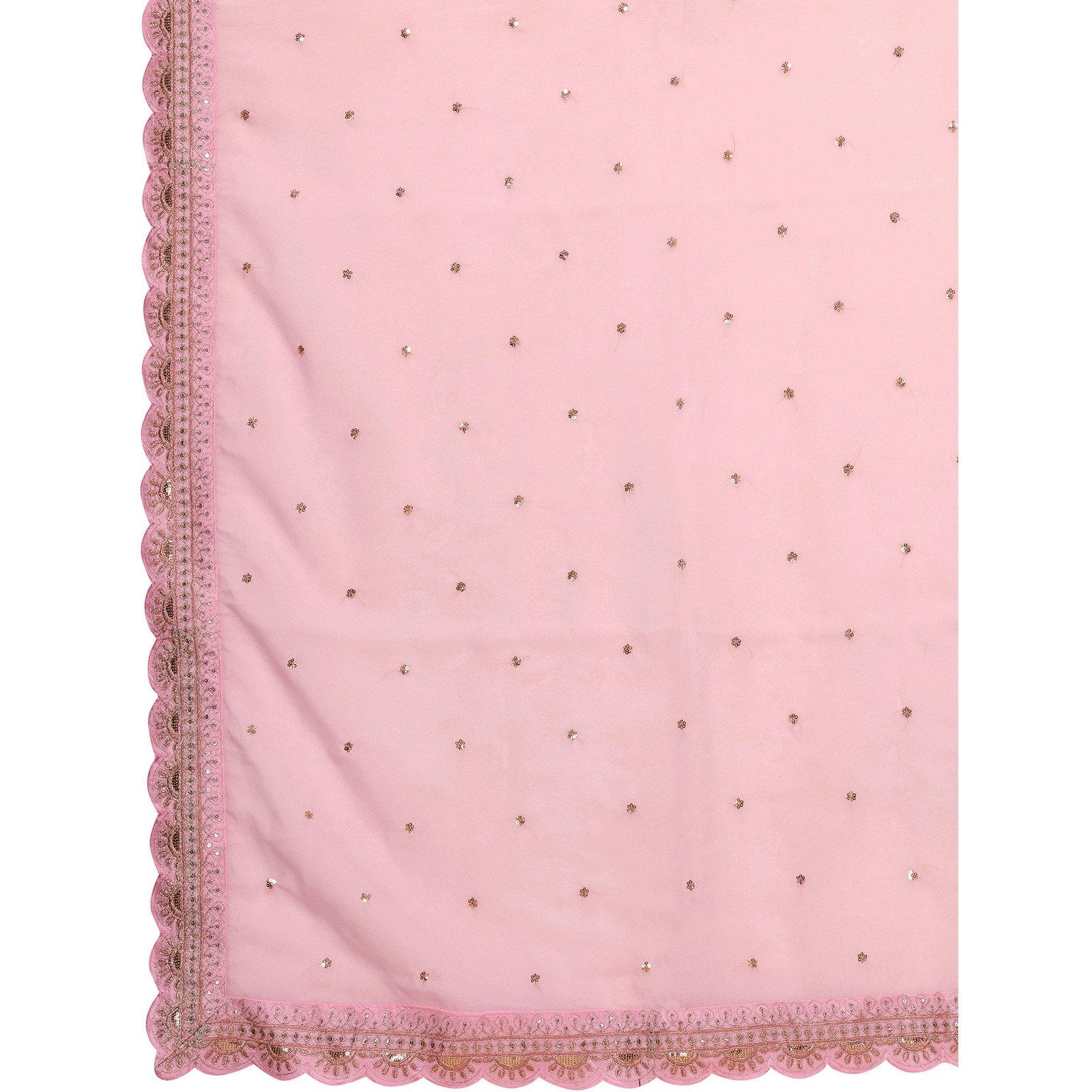 Pink Sequins Embroidered Embroidered Organza Saree - Image 9