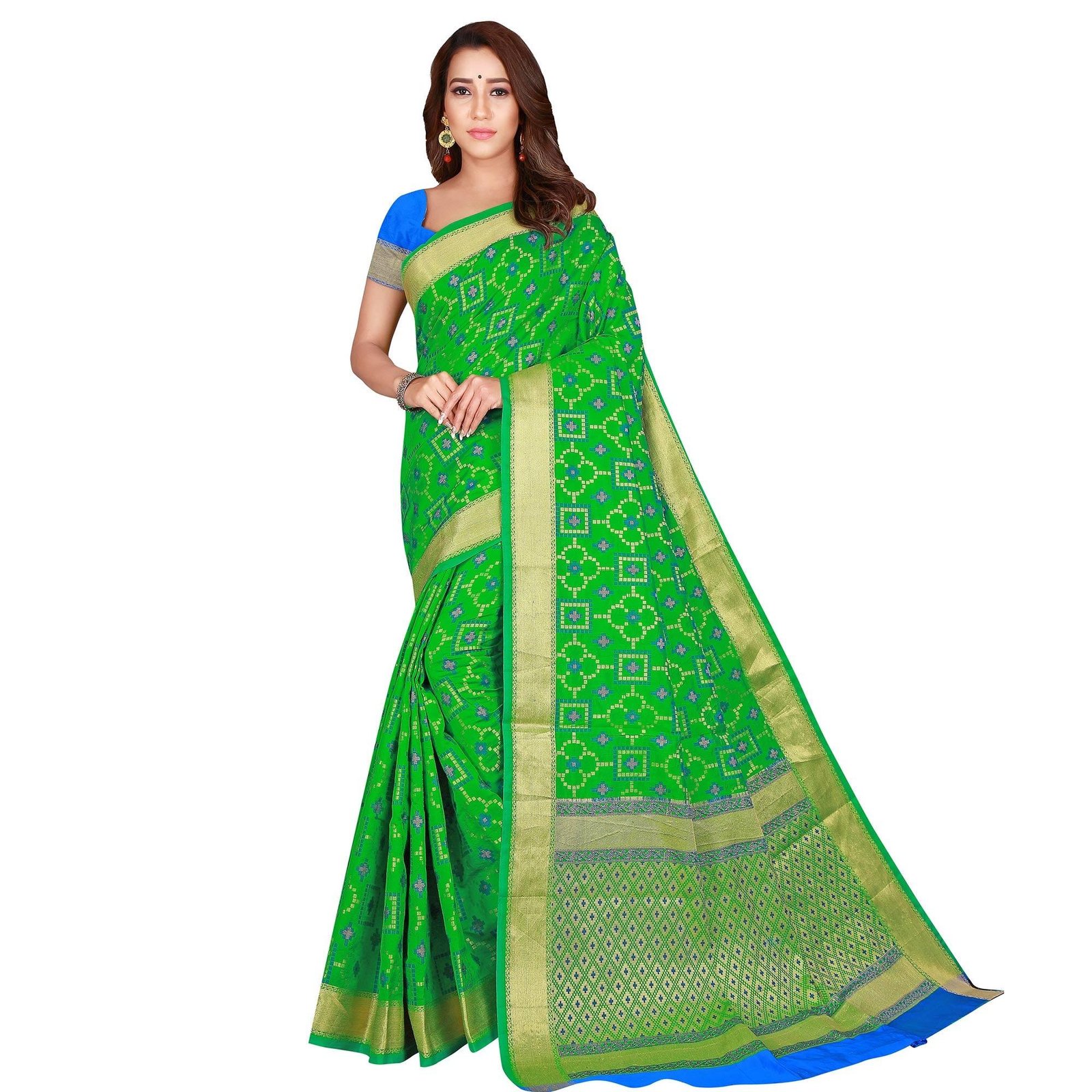 Excellent Green Colored Festive Wear Woven Patola Silk Saree