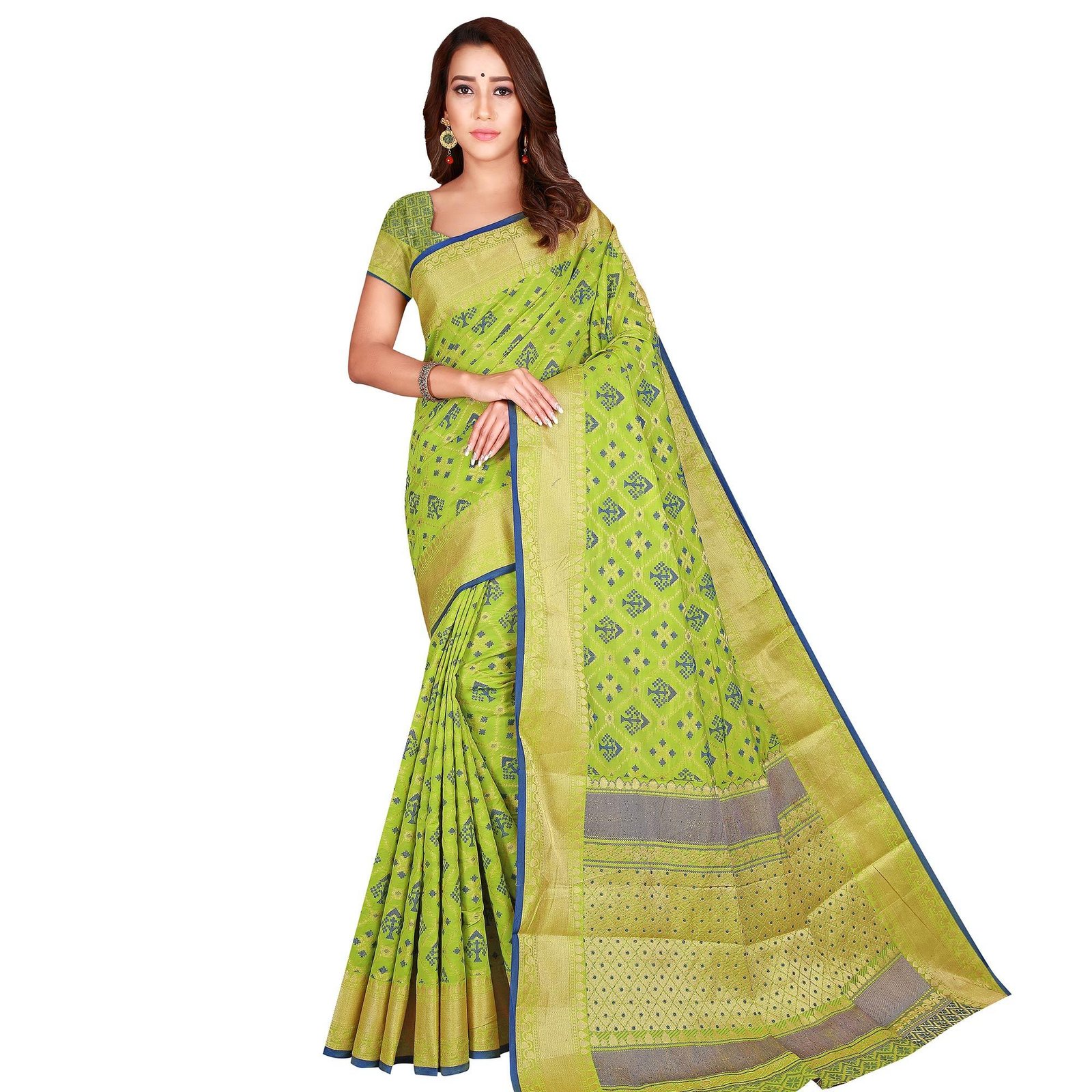 Flattering Green Colored Festive Wear Woven Patola Silk Saree