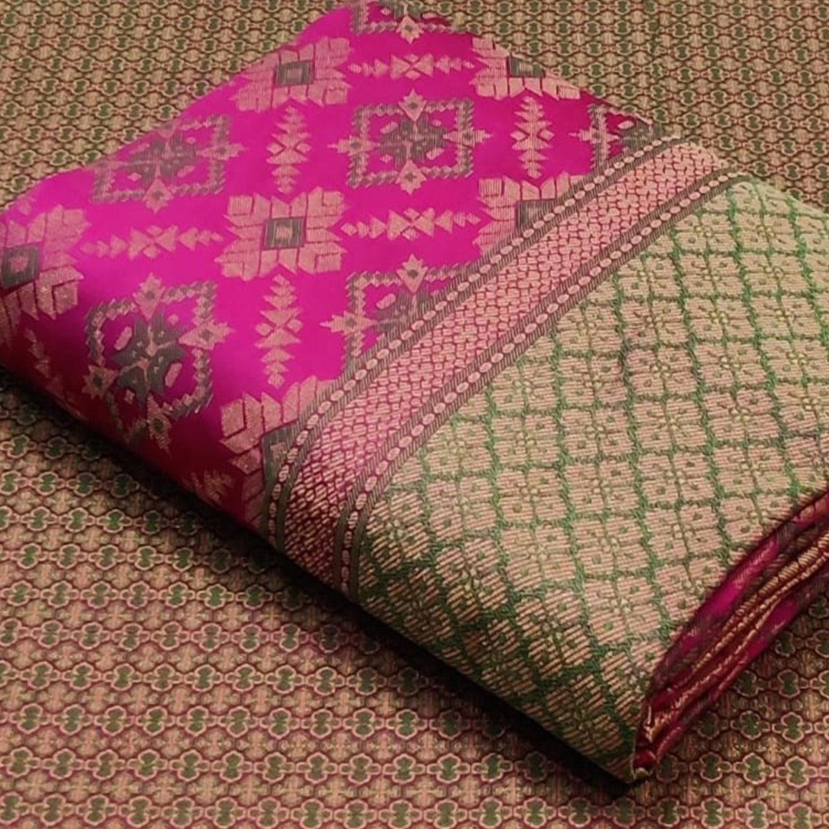 Pink Festive Wear Woven Patola Silk Saree - Image 2