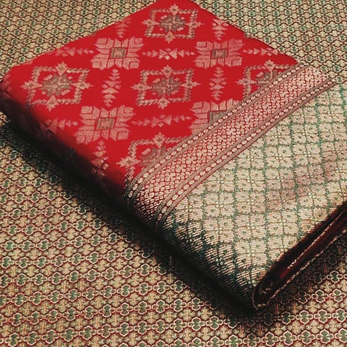 Red Festive Wear Woven Patola Silk Saree - Image 2